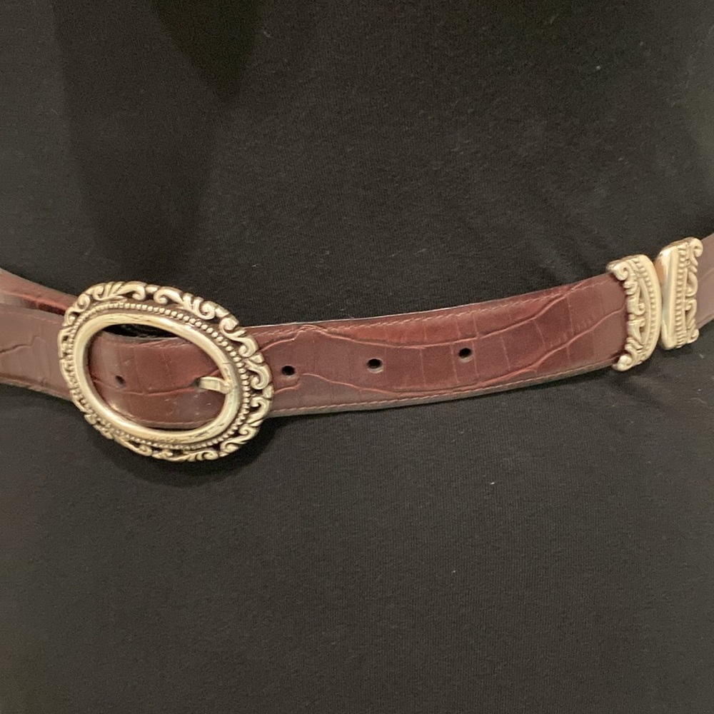 Reversible Western Belt, Smooth Black Side & Brown Croc Stamped Side |Size M/L - Picture 6 of 10